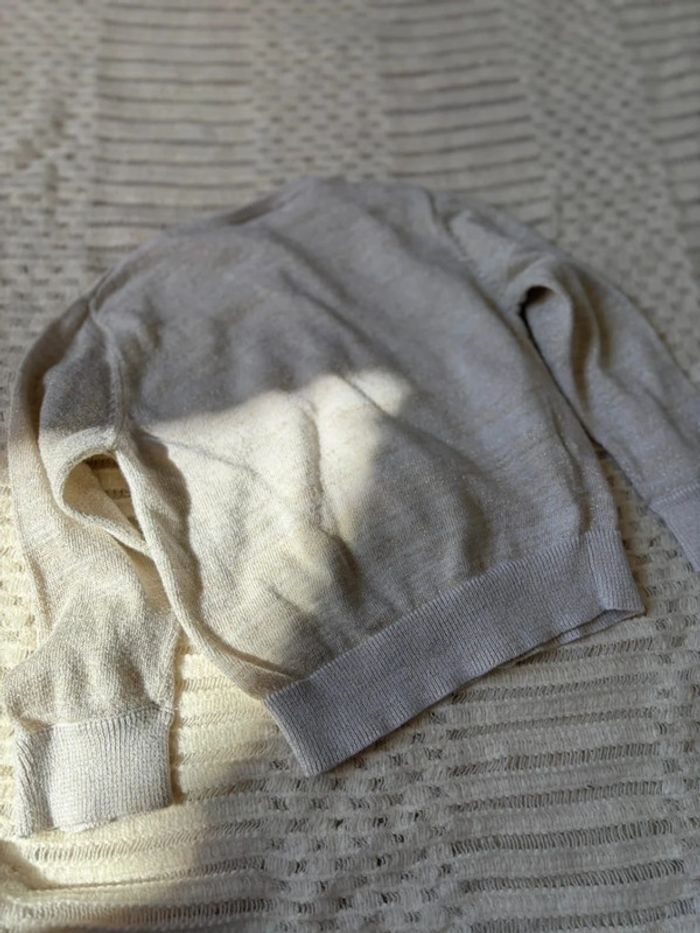 Cardigan fille beige à paillettes dorées 2 ans - photo numéro 5