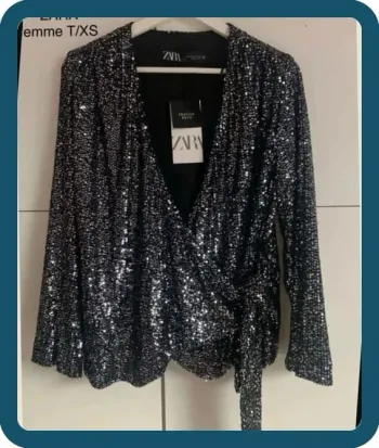 Blouse sequins cache-coeur Zara T/34
