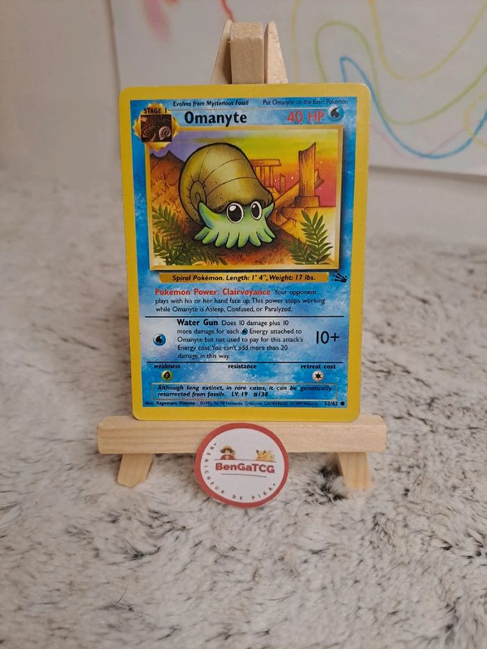 Pokemon card game Omanyte 52/62 base set fossil ed2 wizards 🇬🇧