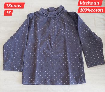 Sous pull à pois noir fille 18mois