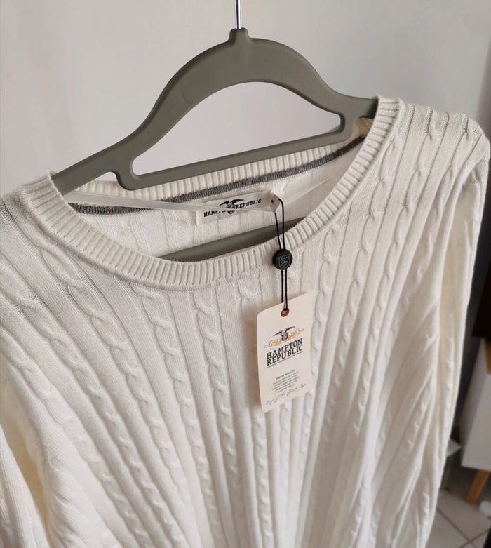 Hampton Republic pull blanc crème M - photo numéro 3