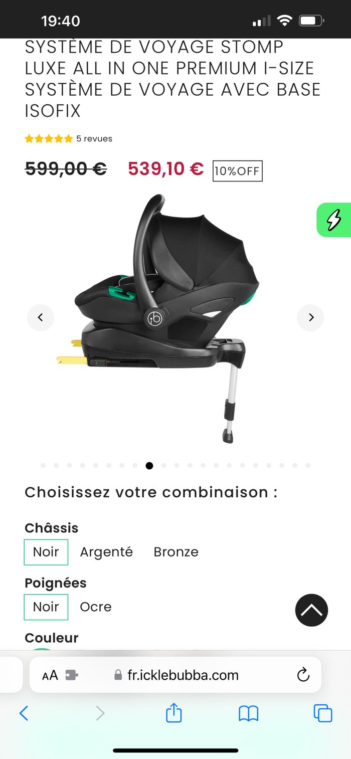 Base isofix poussette stomp Ickle Bubba