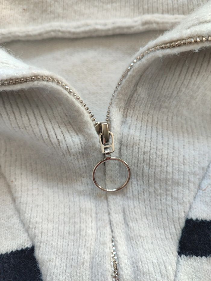 Pull marinière noir et blanc col ajustable shein taille S - photo numéro 3