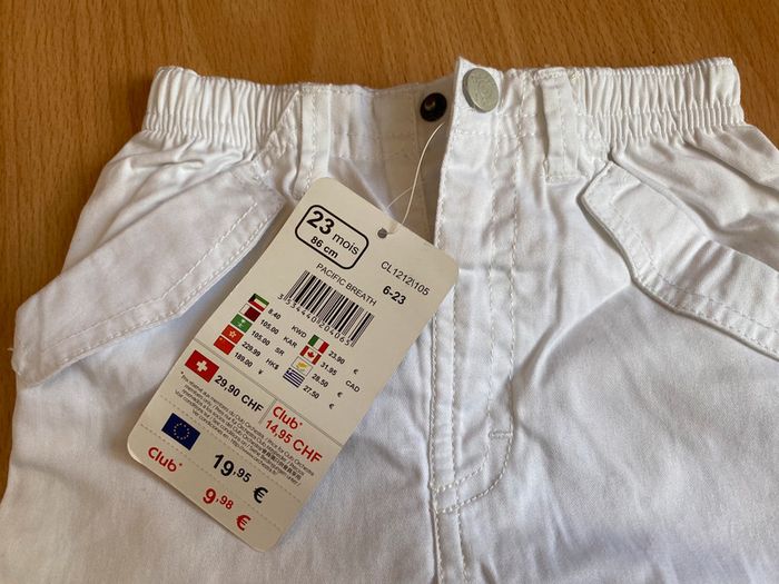 Beau pantalon blanc léger été T. 23 mois/86 cm mixte Orchestra neuf avec étiquette - photo numéro 5