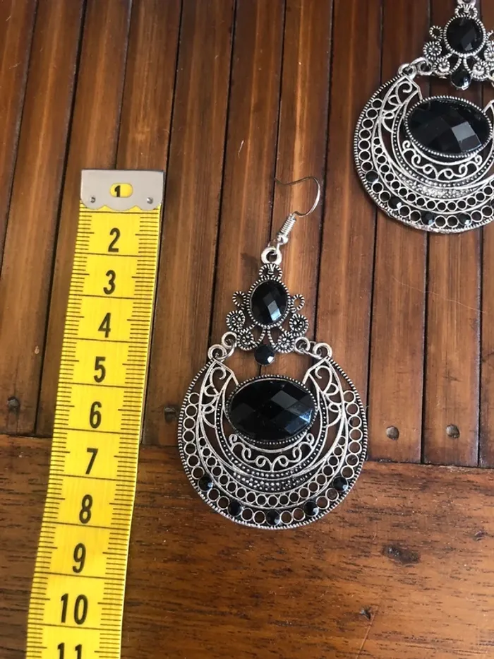 🖤Boucles d’oreilles bohèmes indiennes indian bohemian dangling earrings🖤 - photo numéro 4