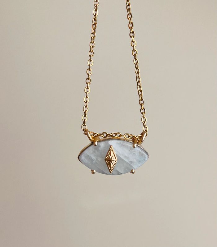 Collier amulette œil protecteur Pierre de Lune - photo numéro 5