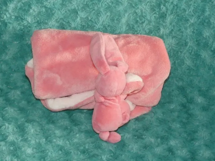 Doudou lapin couverture Nattou rose🐰 très bon état - photo numéro 4
