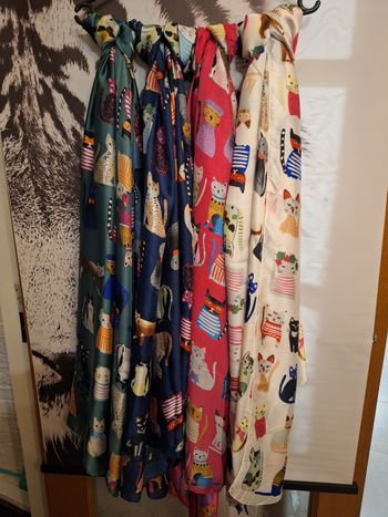 Foulard soie viscose chat 
