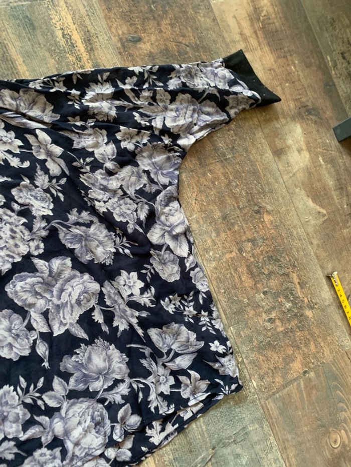 Blouse légère fleurie manches 3/4 chauve souris - photo numéro 4