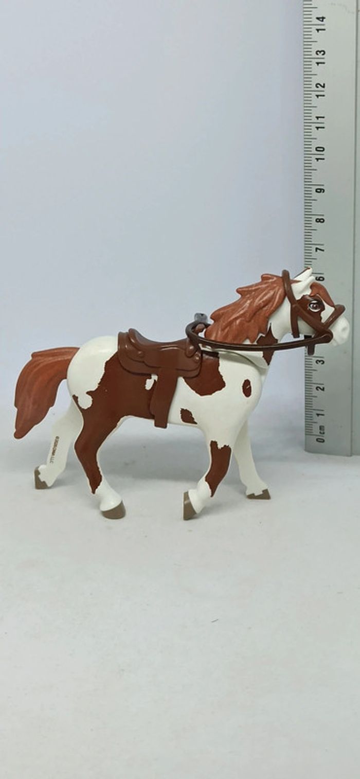 Cheval blanc et marron avec crinière et accessoires marron playmobil - photo numéro 6