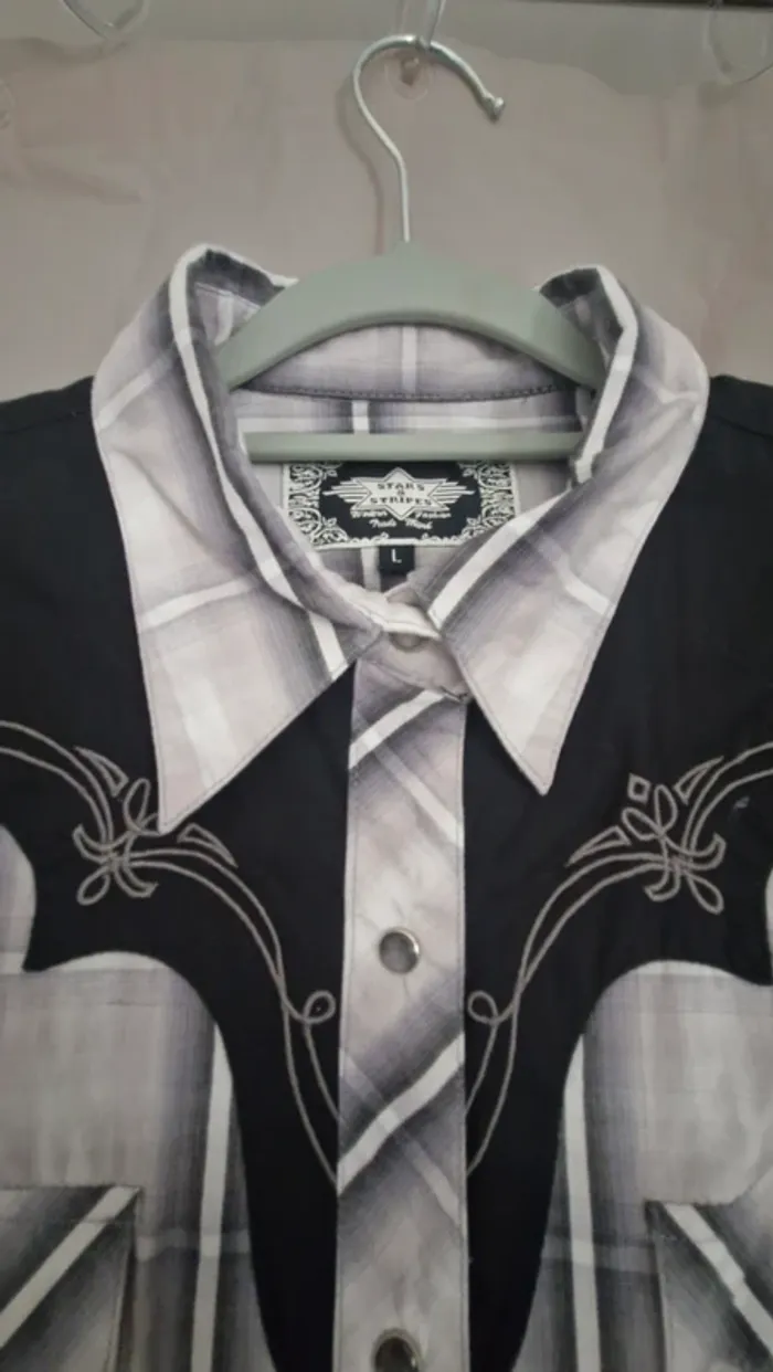 Chemise Stars et stripes homme femme  L gris/noir - photo numéro 2
