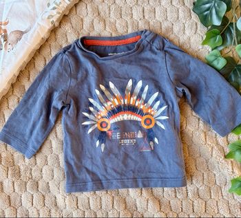 T-shirt bébé Vertbaudet 3 mois motif indien manches longues