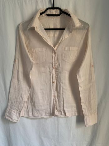 Chemisier rose peau transparent