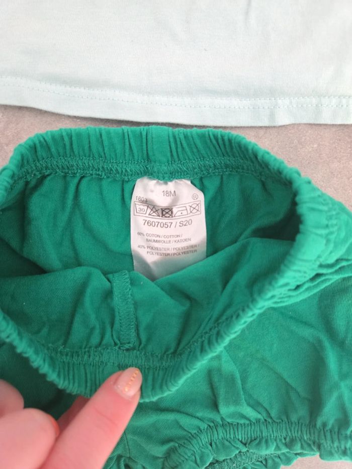 Ensemble 2 pièces bébé fille short vert Tee-shirt bleu ciel T18mois TBE tex - photo numéro 4