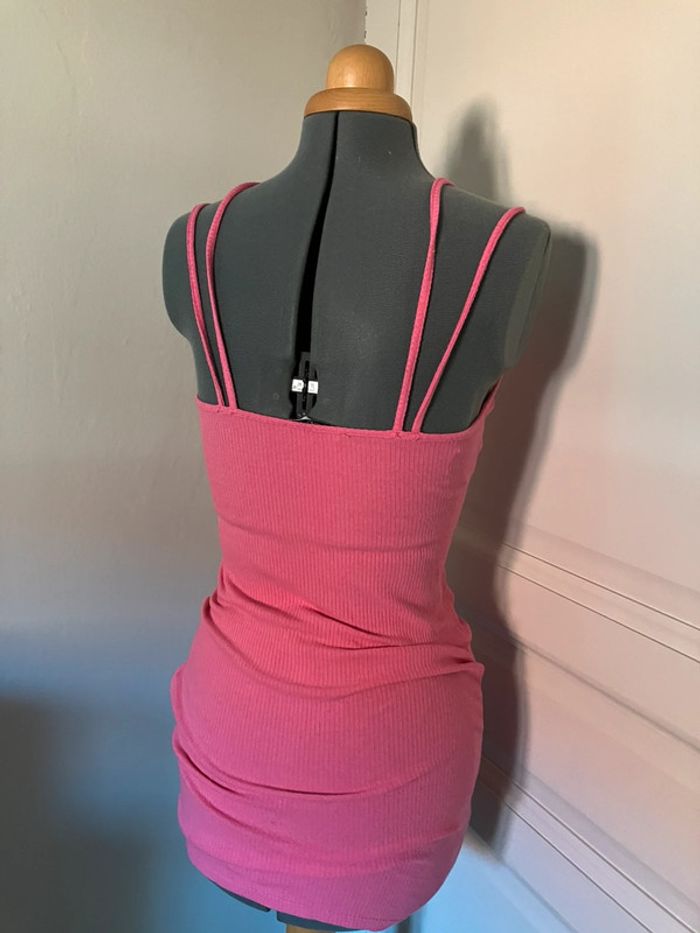 Robe maille bodycon moulante rose fuchsia fluo - photo numéro 3