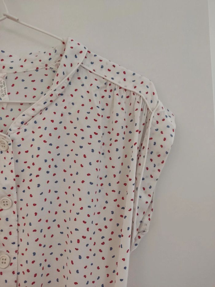 Robe vintage imprimée petit coeur rouge et bleu, taille 36/38 - photo numéro 6