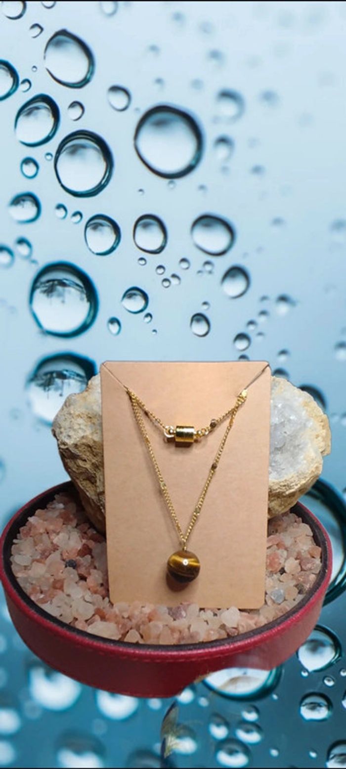 Collier en Œil de Tigre fermoir aimanté - photo numéro 3