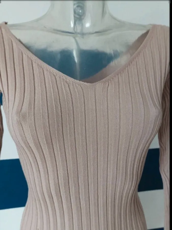 Robe pull manches longues côtelé vieux rose neuve Shein taille M (38) - photo numéro 2