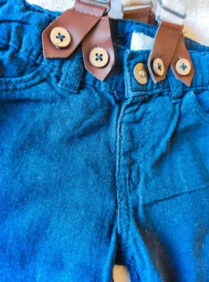 Pantalon automne bretelles marine 6 mois - photo numéro 3