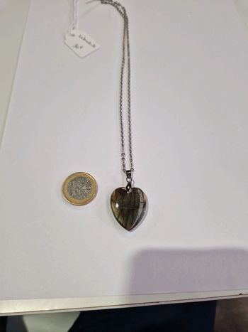 Collier labradorite métal argenté