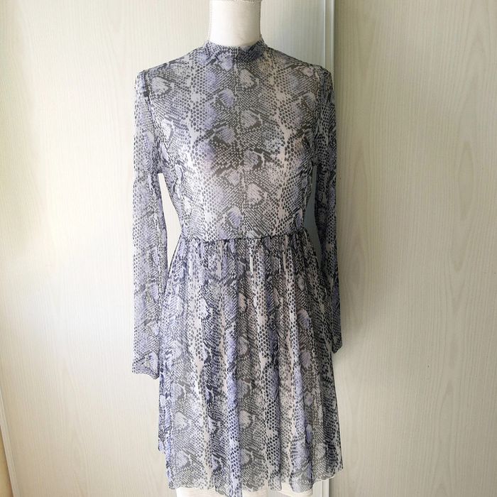 Robe en voile imprimée chic bleu taille XL comme neuve - photo numéro 6