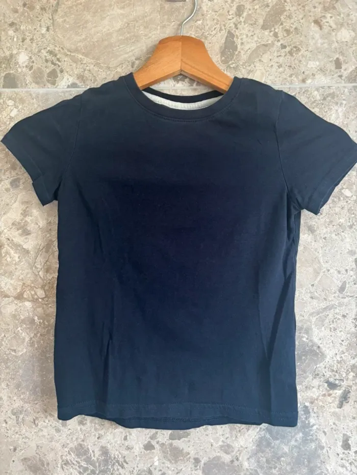T shirt bleu marine manches courtes Kiabi