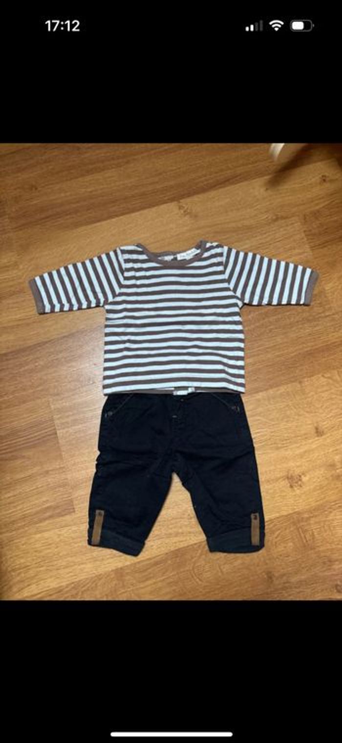 Ensemble bébé garçon tee shirt manche longue et  pantalon  3 mois