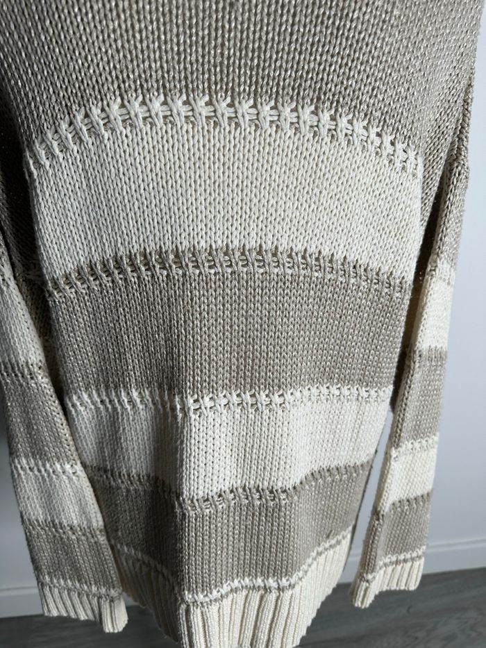 Pull en maille oversize beige et crème Massimo Dutti T40 L - photo numéro 6