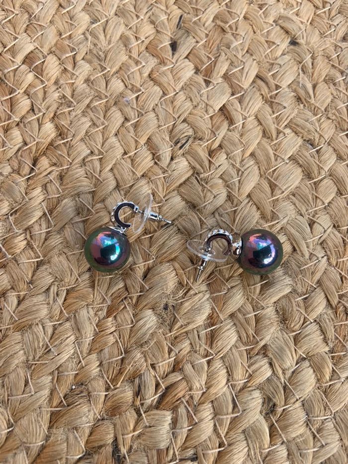 Bijoux 🎀 Boucles d’oreilles boules multicolores - photo numéro 3