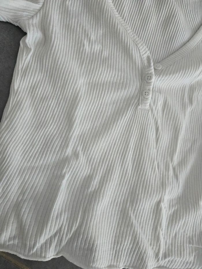 Tee shirt blanc côtelé - photo numéro 2