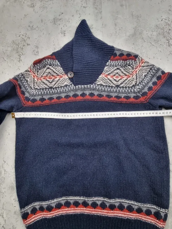 Pull col châle bleu marine à motifs Tommy Hilfiger – Taille M Homme (mesures en photos) - photo numéro 6