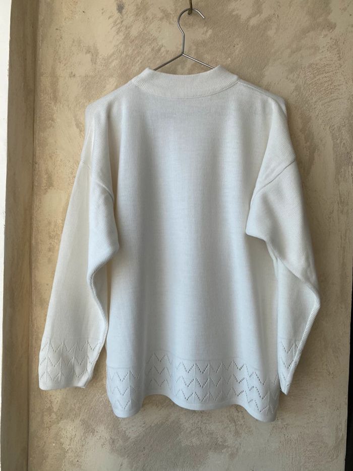 Pull blanc cassé col cheminée vintage - photo numéro 5
