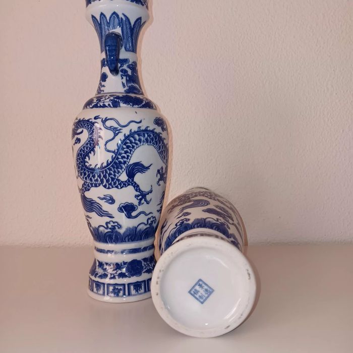 Superbes paires des Vases bleus Chinois - photo numéro 2