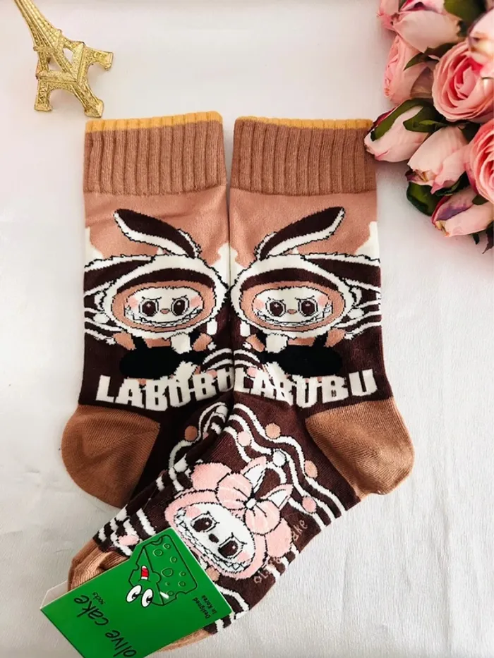 🇰🇷Chaussettes fantaisie LABUBU déguisé en lapin – Édition Pop Mart x Olive Cake - photo numéro 2