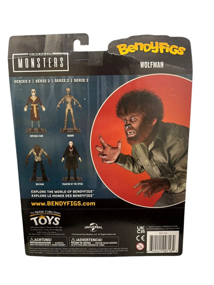 Figurine BendyFigs Universal Monsters Wolfman 16 cm The Noble Collection neuf - photo numéro 2