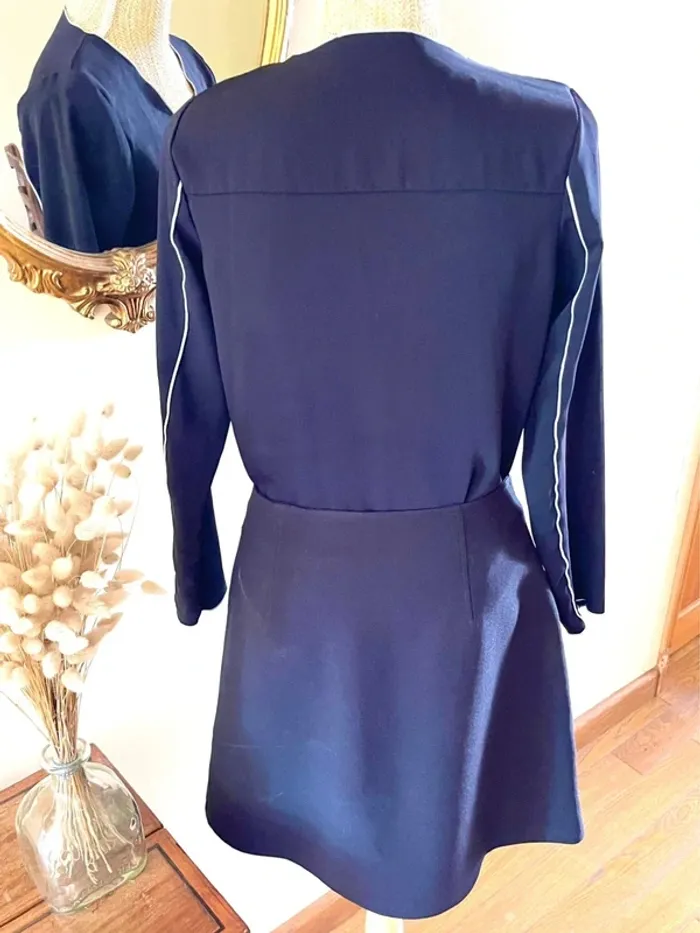 Sublime blouse chemise longue noir à liseré blanc fluide vintage - photo numéro 13
