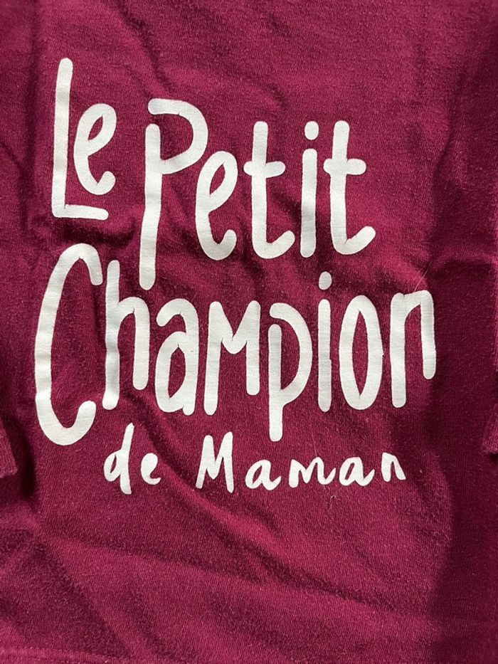 Teeshirt manches longues bordeaux « le champion de maman » 18 mois - photo numéro 2