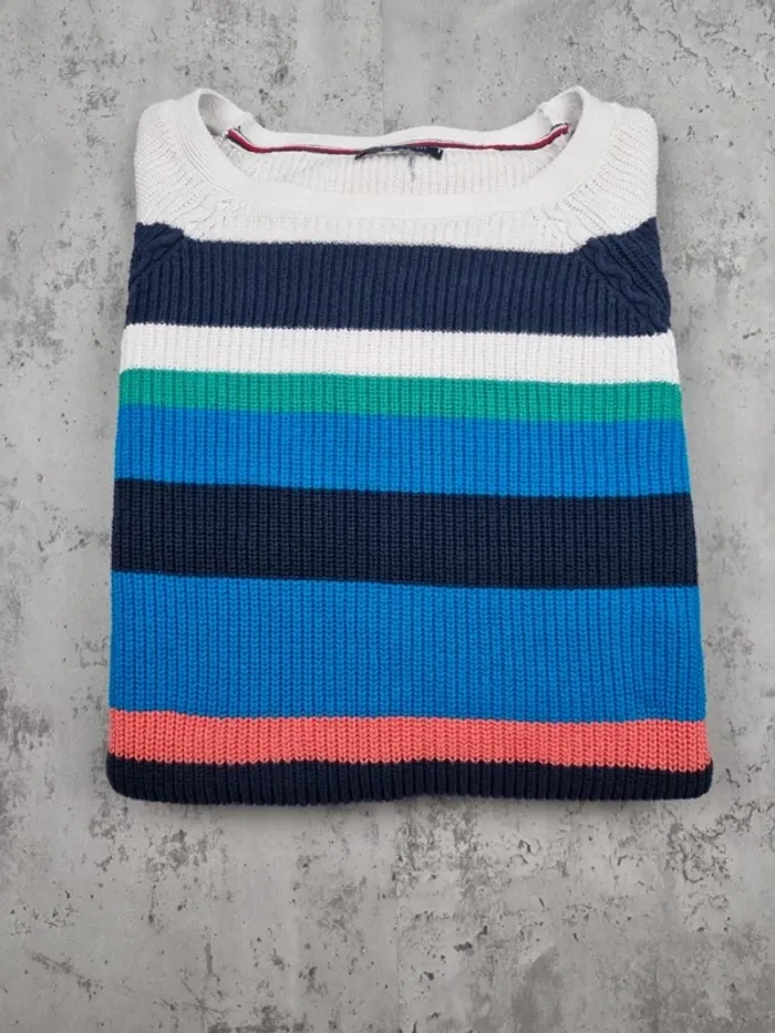 Pull rayé multicolore Tommy Hilfiger – Taille XL Femme (mesures en photos) - photo numéro 2
