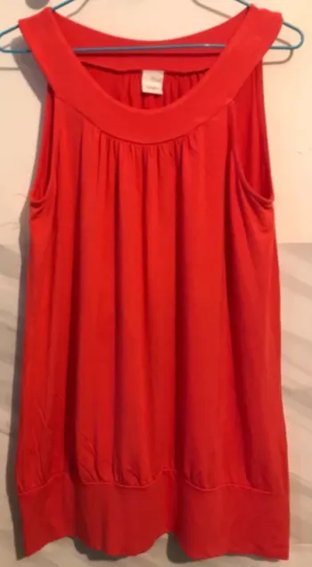 Haut débardeur tunique femme camaïeu  manches courtes rouges taille 3