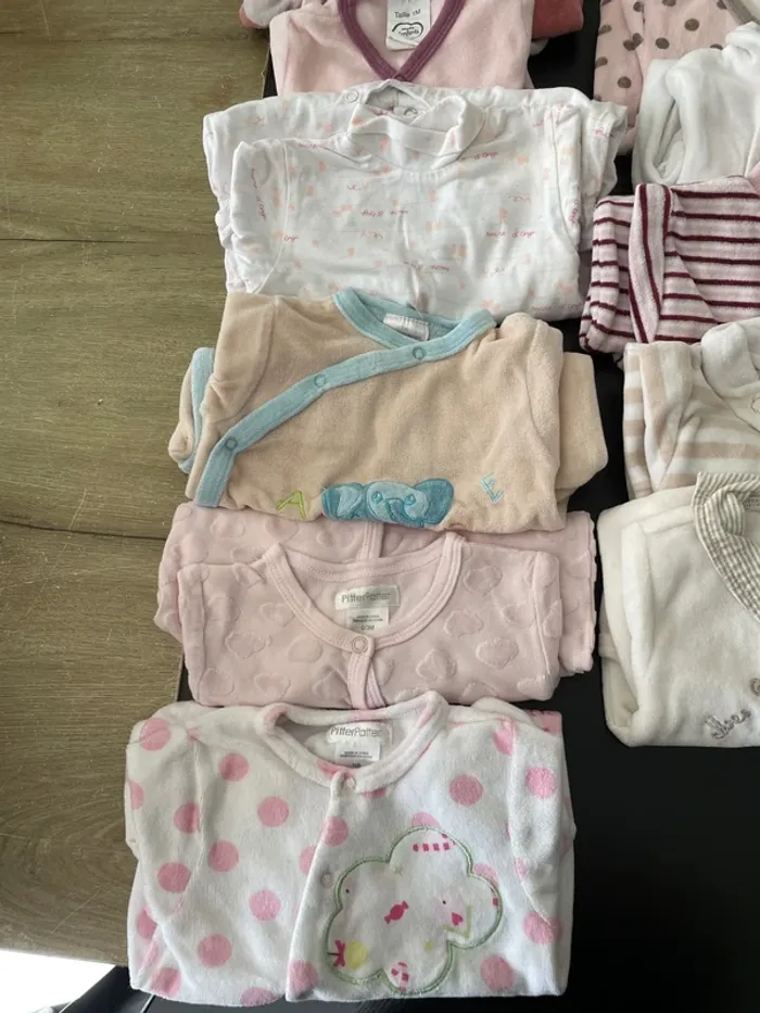 Lot de 14 pyjamas grenouillère 1 mois fille - photo numéro 3