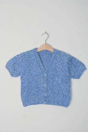 Gilet bleu chiné manches courtes 6 ans