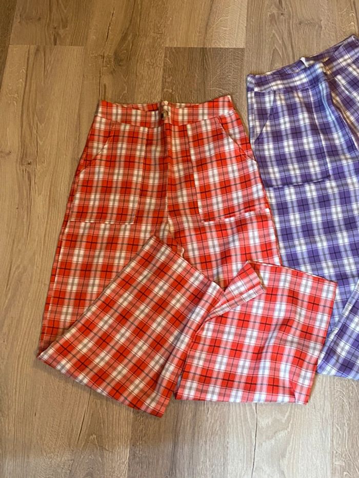 Lot de deux pantalon à carreaux léger été femme - photo numéro 2