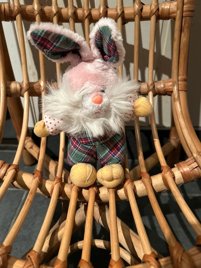 Peluche lapin rose vintage