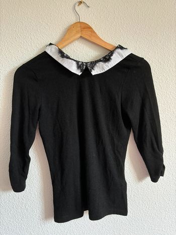 Pull Naf Naf col dentelle noir et blanc Taille XS