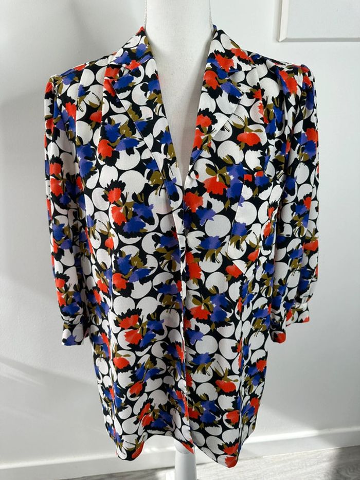 Blazer à fleurs multicolore Vintage T42/44 XL/XXL - photo numéro 2