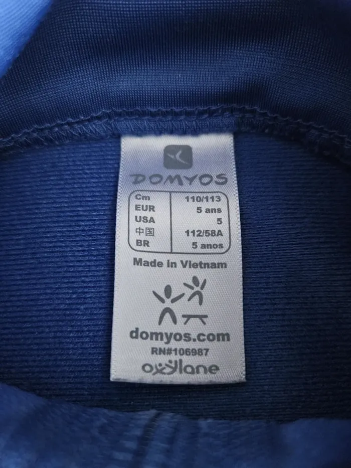 Veste zippée mi-saison garçon - Taille 5 ans (110-113cm) - Domyos - Bleu blanche - photo numéro 2