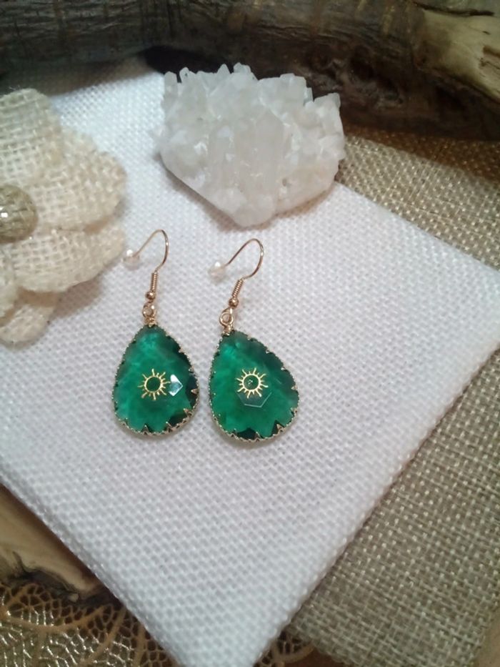 Boucles d'oreilles bohèmes vertes