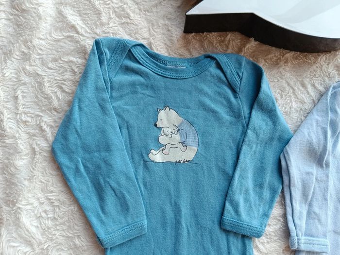 Lot de 2 bodies manches longues Garçon 6 mois Ours Petit bateau 100% coton - photo numéro 4