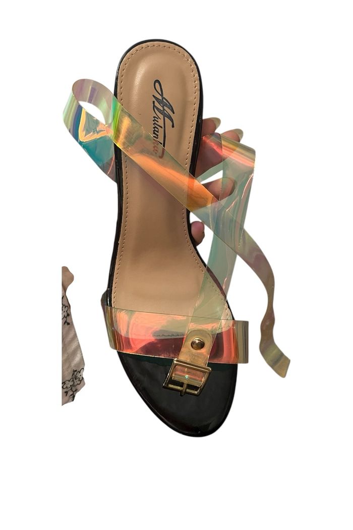 Sandales holographiques à talon transparent 38 - photo numéro 2