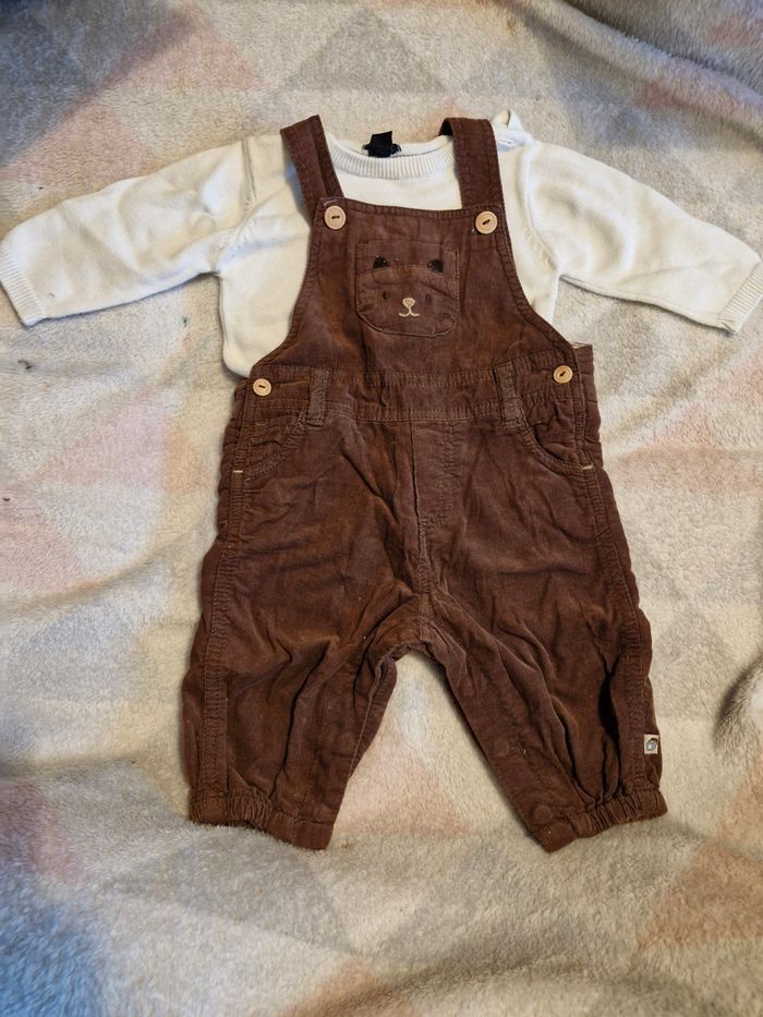 Ensemble salopette pull 3 mois